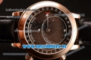 Patek Philippe Grand Complication Sky Moon Celestial Compass Miyota 9015 Automatic Rose Gold Case with Black Dial and Black Genuine Leather Strap (GF)