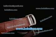 Cartier Rotonde Asia ST17 Automatic Steel Case with Black Leather Strap and Brown Dial