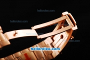 Omega Seamaster Swiss Valjoux 7750 Chronograph Movement Full Rose Gold Case/Strap with Black Dial and Stick Hour Marker