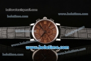 Cartier Rotonde De Asia ST16 Automatic Steel Case with Black Leather Bracelet Brown Dial and Stick/Roman Numeral Markers