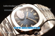 Patek Philippe Nautilus Japanese Miyota 9015 Automatic Steel Case Blue Dial Stick Markers With Steel Bezel Steel Bracelet