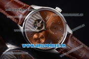 IWC Portuguese Tourbillon Asia ST25 Automatic Steel Case with Brown Dial Arabic Numeral Markers and Brown Leather Strap