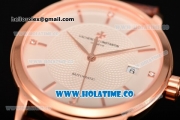 Vacheron Constantin Patrimony Swiss ETA 2824 Automatic Rose Gold Case with White Dial and Stick Markers