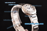 Cartier Ballon Bleu Small Swiss Quartz Stainless Steel Case Roman Markers with Stainless Steel Strap and White Dial