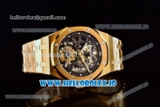 Audemars Piguet Royal Oak Skeleton Tourbillon Swiss Tourbillon Manual Winding Yellow Gold Case Skeleton Dial With Dots Markers Yellow Gold Bracelet