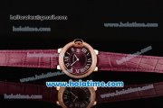 Cartier Ballon Bleu Swiss Quartz Rose Gold Case with Burgundy Leather Strap Diamond Bezel and Burgundy Dial Cartier Ballon Bleu Swiss Quartz Rose Gold Case with Burgundy Leather Strap Diamond Bezel and Burgundy Dial