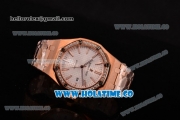 Audemars Piguet Royal Oak 41 Miyota 9015 Automatic Full Rose Gold with White Dial and Diamonds Bezel (EF)
