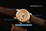 Patek Philippe Calatrava Swiss ETA 2836 Automatic Rose Gold Case with White Dial and Black Leather Strap