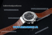 Hublot Classic Fusion Chronograph Swiss Valjoux 7750 Automatic Steel Case with Black Dial Stick Markers and Brown Genuine Leather Strap