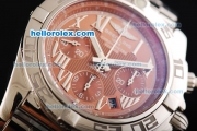 Breitling Chronomat B01 Swiss Valjoux 7750 Automatic Movement Full Steel with Brown Dial and Silver Roman Markers