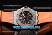 Audemars Piguet Royal Oak Offshore Diver Clone AP Calibre 3120 Automatic Steel Case with Black Dial Orange Rubber Strap and White Stick Markers (EF)