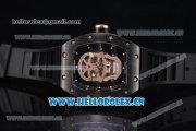 Richard Mille RM052 Miyota 9015 Automatic PVD/Rose Gold Case with Skull Dial and PVD Bezel Black Rubber Strap