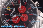 Ferrari Chronograph Miyota Quartz Full Steel with Black Dial and Three Red Subdials