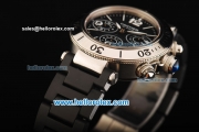 Cartier Pasha de Cartier Chronograph Swiss Valjoux 7750 Automatic Movement Steel Case with Black Dial and Black Strap