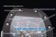 Richard Mille RM 022 Carbone Tourbillon Aerodyne Double Time Zone Japanese Miyota 6T51 Manual Winding PVD Case with Skeleton Dial and Black Rubber Strap - 1:1 Original