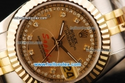 Rolex Datejust Oyster Perpetual Automatic Movement Steel Case with Diamond Markers and Two Tone Strap-Lady Model