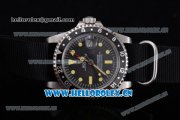 Rolex GMT-Master Asia 2813 Automatic Steel Case with Black Dial Black Nylon Strap and Yellow Markers