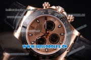 Rolex Daytona Clone Rolex 4130 Automatic Rose Gold Case with Rose Gold Dial Black Leather Strap and Stick Markers (EF)