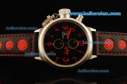 U-Boat Italo Fontana Chronograph Miyota Quartz Movement Steel Case with Black Dial and Red Markers-Black Leather Strap