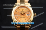 Rolex Day-Date II Clone Rolex 3135 Automatic Yellow Gold Case/Bracelet with Yellow Gold Dial and Stick Markers (BP)