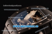 Richard Mille RM 023 Miyota 9015 Automatic PVD Case with Eagle Skeleton Dial Dot Markers and Black Rubber Strap