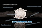 Cartier Ronde Solo Swiss ETA 2836 Automatic Steel Case with Black Leather Strap White Dial and Black Roman Numeral Markers