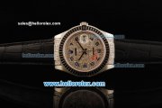 Rolex Datejust Oyster Perpetual Automatic Movement Diamond Dial with Blue Numeral Marker and Black Bezel-Black Leather Strap Rolex Datejust Oyster Perpetual Automatic Movement Diamond Dial with Blue Numeral Marker and Black Bezel-Black Leather Strap