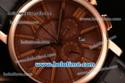 Cartier Rotonde Asia ST17 Automatic Rose Gold Case with Black Leather Strap and Brown Dial