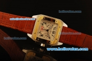 Cartier Santos 100 Swiss Valjoux 7753 Automatic Steel Case with Gold Bezel and Brown Leather Strap - 1:1 Original