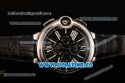 Cartier Ballon Bleu De 44MM Asia Automatic Steel Case with Black Dial White Roman Numeral Markers and Black Leather Strap