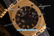 Hublot Big Bang Ferrari Swiss Valjoux 7750-SHG Automatic Gold Case with Gold Stick/Numeral Marekrs Black Dial and Black Rubber Strap