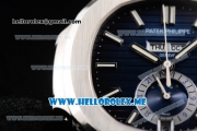 Patek Philippe Nautilus Annual Calendar Miyota 9015 Automatic Steel Case with Blue Dial Black Leather Strap and Stick Markers