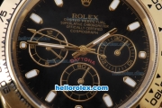 Rolex Daytona Chronograph Automatic Gold Case with Black Dial and Leather Strap