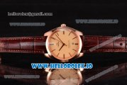 Omega De Ville Tresor Master Co-Axial Swiss ETA 2824 Automatic Rose Gold Case with Brown Leather Strap and Orange Dial