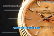 Rolex Day-Date II Clone Rolex 3135 Automatic Yellow Gold Case/Bracelet with Yellow Gold Dial and Stick Markers (BP)