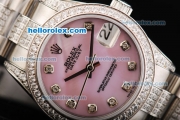 Rolex Datejust Automatic Movement Pink MOP Dial with Diamond Markers and Diamond Bezel