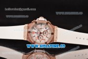 Hublot Big Bang Chrono Miyota OS20 Quartz Diamonds/Rose Gold Case with White Dial and Diamonds Bezel