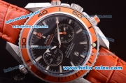 Omega Seamaster Chronograph Miyota Quartz Steel Case with Orange Bezel and Orange Strap-7750 Coating