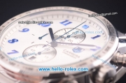 Tag Heuer Carrera Chronograph Quartz Full Steel with White Dial Blue Numeral Markers