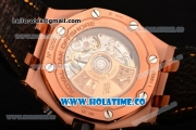 Audemars Piguet Royal Oak Offshore 2014 New Chrono Clone AP Calibre 3126 Automatic Rose Gold Case with Arabic Numeral Markers Rose Gold Dial and Black Leather Strap (J12)