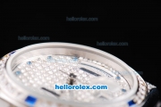 Rolex Day-Date Oyster Perpetual Full Diamond with Diamond Dial and Blue Marking