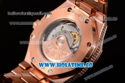 Audemars Piguet Royal Oak 41MM Asia 2813 Automatic Rose Gold/Diamonds Case with Stick Markers Rose Gold Inner Bezel and Diamonds Dial (EF)