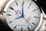 Omega Seamaster Automatic Movement Steel Case with Blue Stick Marking-White Dial