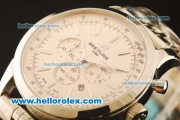 Breitling Transocean Chronograph Quartz Full Steel with White Dial