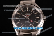 Omega Aqua Terra 150m GMT Clone Omega 8505 Automatic Stainless Steel Case/Bracelet with Black Dial and Stick Markers