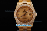 Rolex Day-Date Oyster Perpetual Automatic Full Gold with Diamond Bezel and Gold Dial