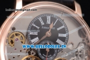 Audemars Piguet Jules Audemars Skeleton Tourbillon Asia ST25 Automatic Rose Gold Case Black Dial Roman Numeral Markers and Black Leather Strap