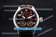 IWC Big Pilot Double Tourbillon Asia ST28 Automatic Steel Case with Brown Dial and Brown Leather Strap Stick/Arabic Numeral Markers