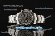 Rolex Daytona Chrono Swiss Valjoux 7750 Automatic Steel Case with Black Bezel Silver Dial and Arabic Numeral Markers