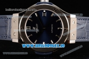 Hublot Classic Fusion Japanese Miyota 9015 Automatic Movement Steel Blue Dial and Stick Markers Leather Strap (JF)